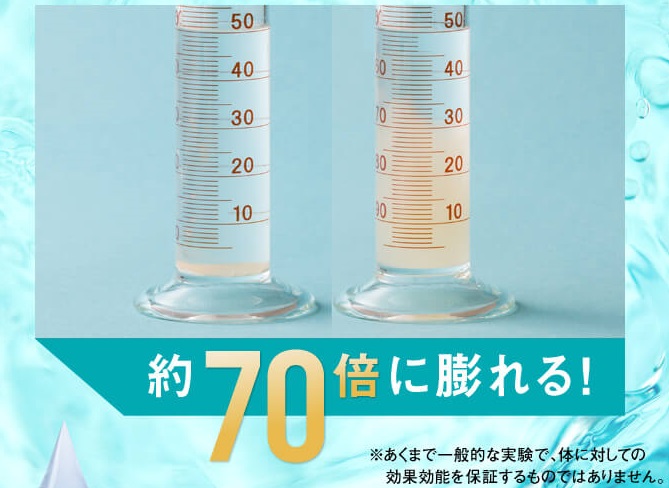 サイリウムハスクは70倍に膨らむ